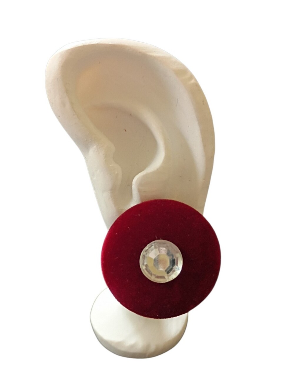 velvet earrings red round studs pierced fashion statement jewelry vintage boho